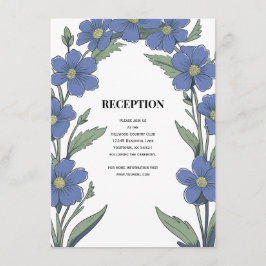 Cartão De Informações Recepção de Casamento Floral Azul Pervinca