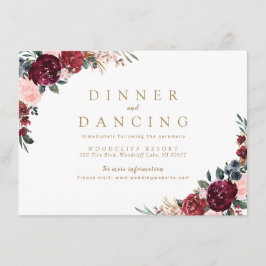 Cartão De Informações Recepção de casamento floral boho rústico de Borgo