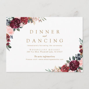 Cartão De Informações Recepção de casamento floral boho rústico em Borgo