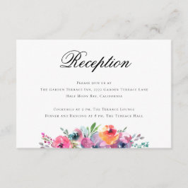 Cartão De Informações Recepção de Casamento Floral com Aquarela e Letra 