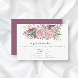 Cartão De Informações Recepção de Casamento Floral com Aquarela Rosa Cor