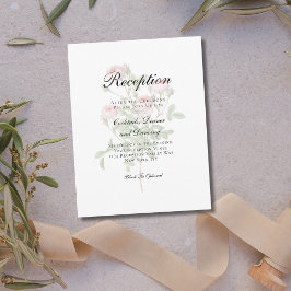 Cartão De Informações Recepção de Casamento Floral com Rosas Cor-de-Rosa
