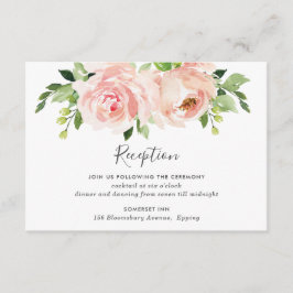 Cartão De Informações Recepção de Casamento Floral Cor-de-Rosa Elegante