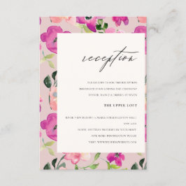 Cartão De Informações Recepção de casamento Floral de Aquarela Brilhante