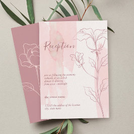 Cartão De Informações Recepção de casamento Floral de Aquarela Rosa Eleg