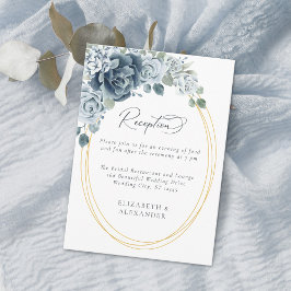 Cartão De Informações Recepção de casamento Floral de Cor Azul Dusty