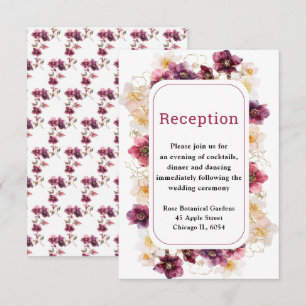 Cartão De Informações Recepção de Casamento Floral de Hellebore de Inver