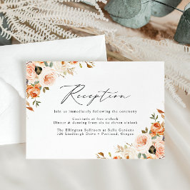 Cartão De Informações Recepção de Casamento Floral de Outono Rústico em