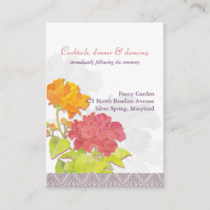 Cartão De Informações Recepção de casamento floral do vermelho