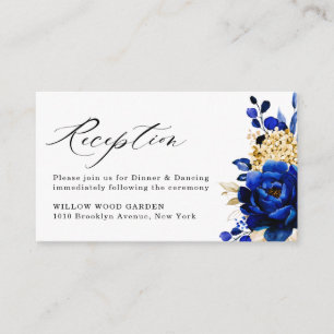 Cartão De Informações Recepção de casamento Floral Dourada Amarelo Rea