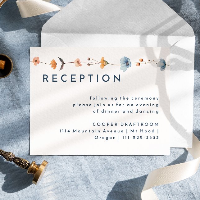 Cartão De Informações Recepção de casamento Floral Elegante Negrito (Criador carregado)