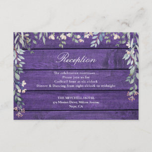 Cartão De Informações Recepção de Casamento Floral em Madeira Rústica Ro