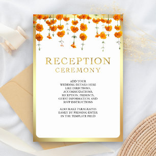 Cartão De Informações Recepção de Casamento Floral Marigold Sul Indiano