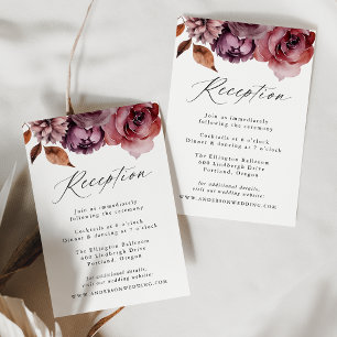 Cartão De Informações Recepção de Casamento Floral Outono Rústico Marsal