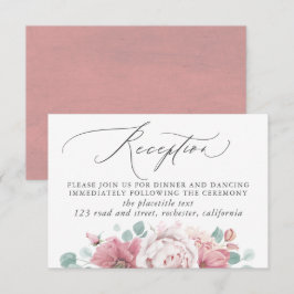 Cartão De Informações Recepção de casamento Floral Rosa Dusty