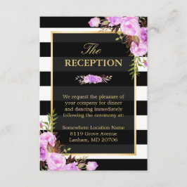 Cartão De Informações Recepção de casamento Floral Roxo Elegante