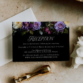 Cartão De Informações Recepção de Casamento Floral Roxo Gótico Mal-humor