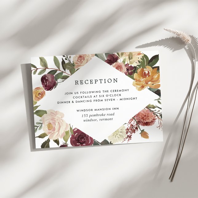 Cartão De Informações Recepção de casamento Floral Rustic Bloom Watercol (Criador carregado)