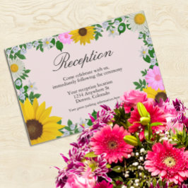 Cartão De Informações Recepção de casamento Floral Rustic Sunflower Dais