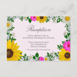 Cartão De Informações Recepção de casamento Floral Rustic Sunflower Dais