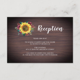 Cartão De Informações Recepção de casamento Floral Rústica De Madeira De