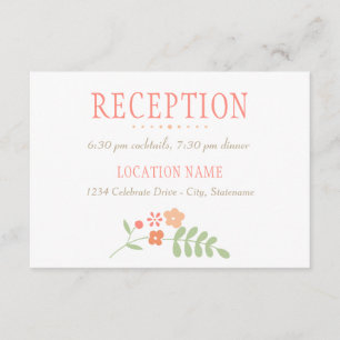 Cartão De Informações Recepção de casamento Floral Verde Rosa Coral Russ