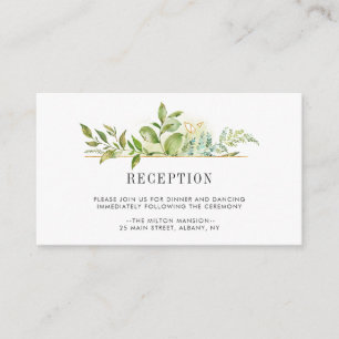 Cartão De Informações Recepção de casamento Floral Verde Selvagem