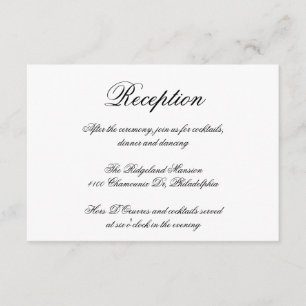 Cartão De Informações Recepção de Casamento Formal com Caligrafia Elegan