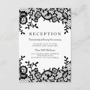 Cartão De Informações Recepção de casamento formal do laço preto chique