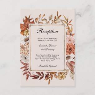 Cartão De Informações Recepção de Casamento Formal Floral de Outono