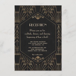 Cartão De Informações Recepção de casamento Gatsby do Excelente Negro Do