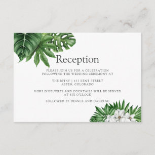 Cartão De Informações Recepção de Casamento Geométrica com Vegetação Tro