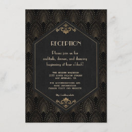 Cartão De Informações Recepção de Casamento Glam Gold Black Great Gatsby