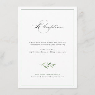 Cartão De Informações Recepção de casamento Greenery do Script Elegance