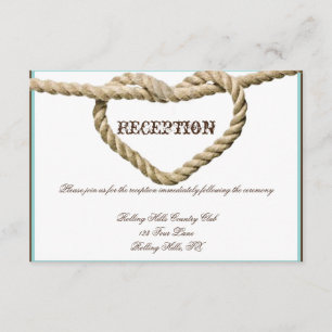 Cartão De Informações Recepção de Casamento Heart Love Knot