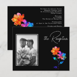 Cartão De Informações 🌈 Recepção de casamento LGBTQ & foto Pétalas & Or