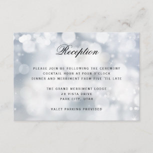Cartão De Informações Recepção de Casamento Luxo Prata Brilho Leve