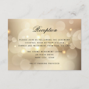 Cartão De Informações Recepção de Casamento Luxuosa com Brilho Dourado