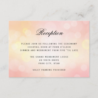 Cartão De Informações Recepção de Casamento Luxuosa com Brilho e Bokeh R