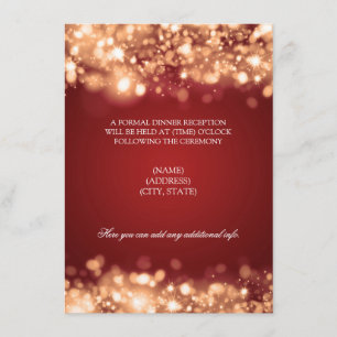 Cartão De Informações Recepção de Casamento Luzes Brilhantes Dourado