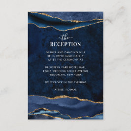 Cartão De Informações Recepção de casamento marinho de Geodo de Agate de