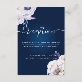 Cartão De Informações Recepção de casamento marinho e Rosa Lilac