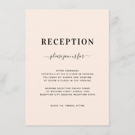 Cartão De Informações Recepção de casamento Mínima Cor-de-Rosa Esbranqui