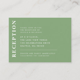 Cartão De Informações Recepção de casamento Mínima de Pistachio Moderno