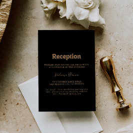 Cartão De Informações Recepção de Casamento Minimalista Clássica Preto e
