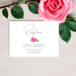 Cartão De Informações Recepção de Casamento Minimalista Clássico Rosa Ro