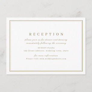 Cartão De Informações Recepção de casamento minimalista elegante de ou