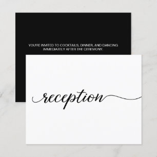 Cartão De Informações Recepção de casamento minimalista simples preto e