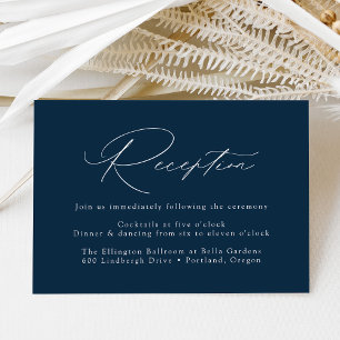 Cartão De Informações Recepção de Casamento Moderna e Elegante Azul Mari