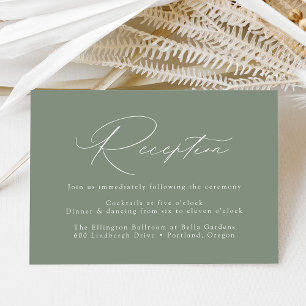 Cartão De Informações Recepção de Casamento Moderna e Elegante em Verde 